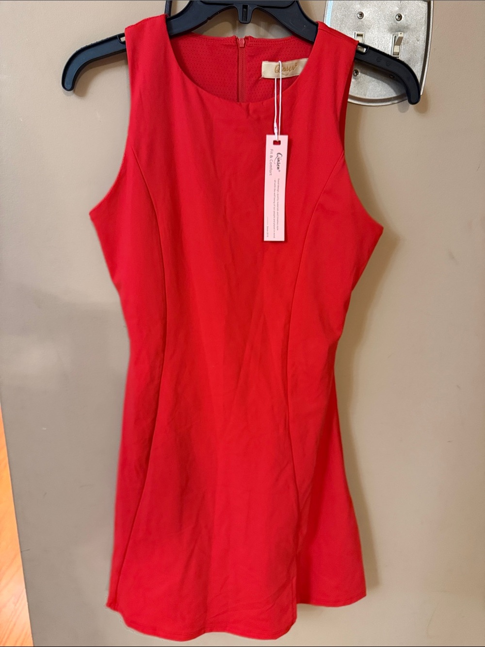 Sleeveless Red Shift Dress - Unbranded